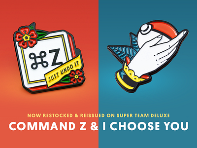 Super Team Deluxe: Command Z + I Choose You illustration lapel pin super team deluxe