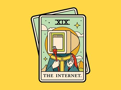 Internet Tarot card computer illustration internet tarot