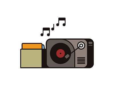 Musical Things illustration record player vinyls