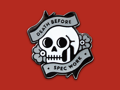 Super Team Deluxe: Death Before Spec Work enamel pin illustration lapel pin skull