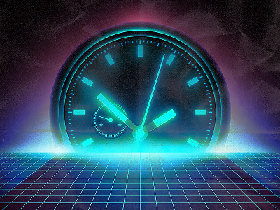 Vanity Fair: Time Machine clock editorial illustration synthwave time vanity fair watch