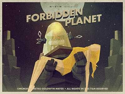 _104 forbidden planet illustration robot space woman