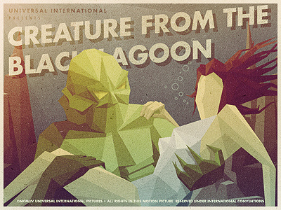 _109 creature from the black lagoon movie illustration posters vintage