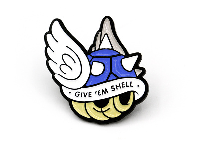 BFGS: Give 'Em Shell blue shell enamel pin mario kart nintendo super team deluxe