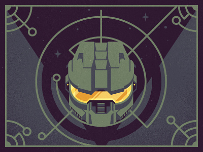 _150 game halo helmet illustration master chief space stars video game