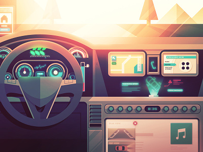 Board de Dash car dashboard future illustration interface vehicle