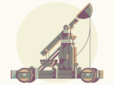 Oh Say Can You Siege catapult illustration rocks siege war weapon wheels