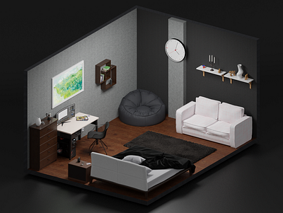 My Modern Room 3d 3d art blender blender3d blenderkit design interior render
