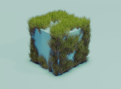 Grass Cube 3d 3d art blender blender3d design graphic design grass render