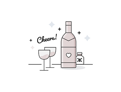 drink up bb ♡ design dribbbleweeklywarmup icon iconography illustration illustrator minimal muted muted colors pastel colors pastels valentine valentinesday vector wine