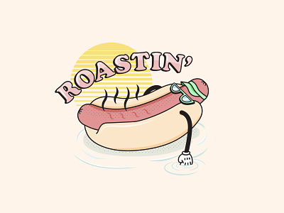 roastin' ☀️ character design hotdog icon illustration illustrator retro retro design retro font summer typography vector vintage