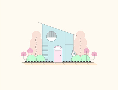 bubblegum house architecture design home house icon iconography illustration illustrator midcentury minimal modern vector