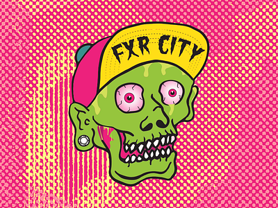Zombie - FXR CITY cap face fxr granddy halftone hat illustration illustrator kush medicated snapback zombie
