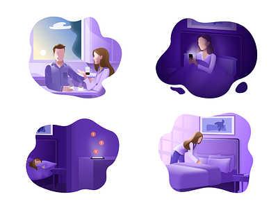 Better Sleep in 14 days app art avatars bed branding illustration purple sleep vector web design woman illustration