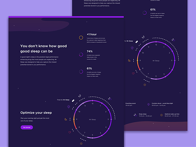 Optimize your sleep circle graph color dark theme dream graphic iconography infographic infographics interaction design interface moon product presentation sleep splash user experience uxui vibrant vibrant colors web design website