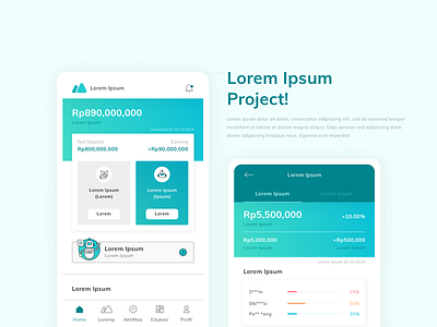 Lorem Ipsum Project app cellular clean design financial ui ux