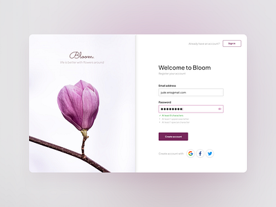 Bloom | Sign up design ui