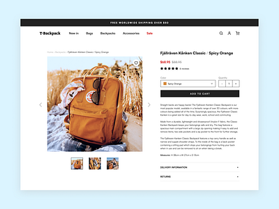 T-Backpack | E-commerce Shop (single item page) design ui