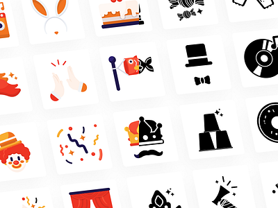Party icon illustration branding celebrate clown design graphic design icon iconography illustration party ui vector