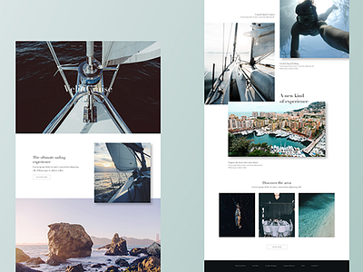 Travel Website blue boat design layout minimal modern ocean website