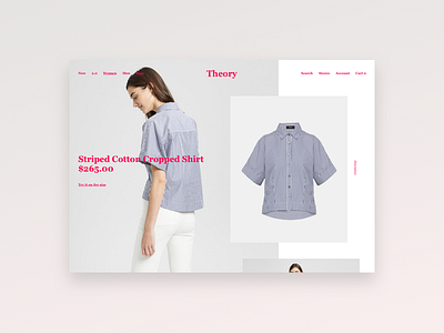 Theory Website Concept clean fashion minimal modern pink store. layout ui visual web website