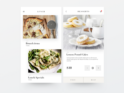 Food Menu App app dinner food lunch meal minimal mobile