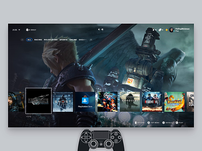 Playstation 5 User Interface Concept adobe xd console gaming interaction interface playstation 5 ps5 transition ui ux video games