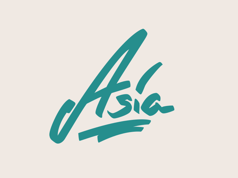 Asia hand lettering name typography