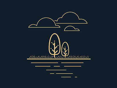 Grasslands icon illustration line minimal simplified tree