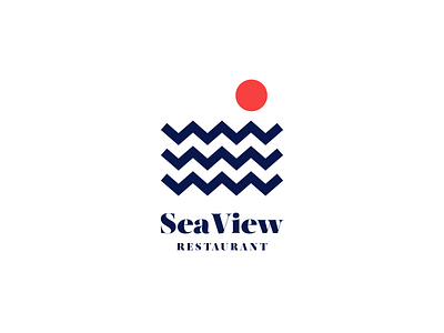 SeaView Restaurant logo branding food logo restaurant sea sun water