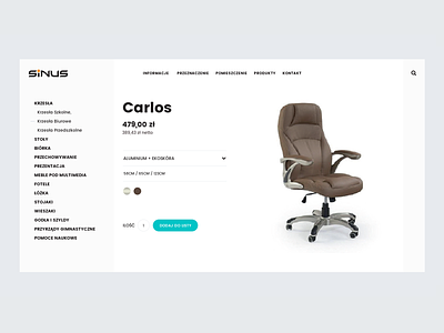 Product card - Sinus card chair e-commerce furniture navigation product shot ux web design website