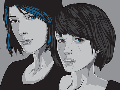 Chloe Price and Max Caulfield - Life is Strange WIP #3 adventure character game gaming illustration life is strange pc playstation portrait poster vector xbox