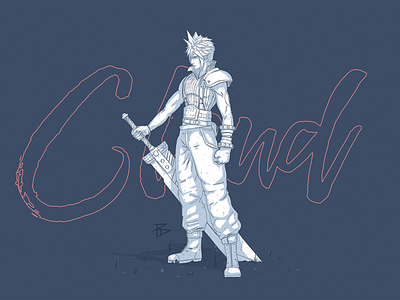 Cloud Strife character cloud final fantasy game illustration photoshop