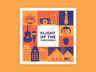 FOTC - CD Concept colourful comedy design flat flightoftheconchords funky iconography illustration modular music vector