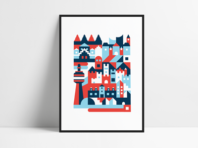 Geometric City city colour geometric poster print vector
