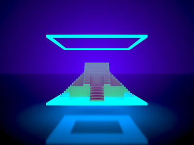 Electric Ziggurat babylon magicavoxel neon sumerian voxel ziggurat
