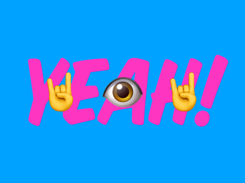 yeah! animated animation animation 2d devil horns emoji eye eyeball eyes motion yeah