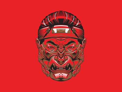 Ghost of Tsushima design ghost of tsushima graphic design illustration jin sakai logo mask oni portrait samurai tattoo vector