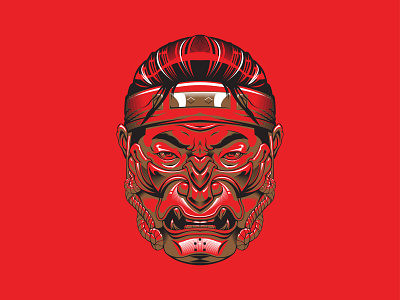 Ghost of Tsushima design ghost of tsushima graphic design illustration jin sakai logo mask oni portrait samurai tattoo vector