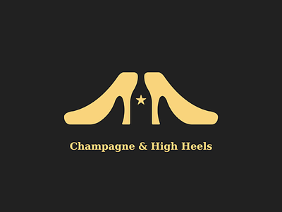 Champagne And High Heels. brand identity branding branding design champagne and high heels logo logo design logos negative space