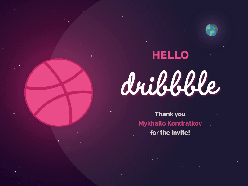 Hello Dribbble! animation design dribbble first shot gif hello motion photoshop ukraine welcome