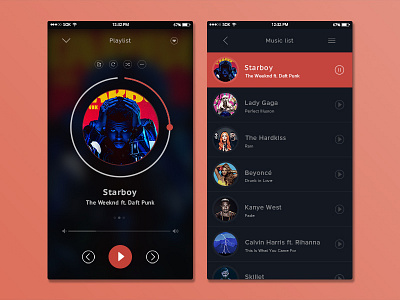 Music Player App UI/UX Design app design list music player profile singer song ui ux