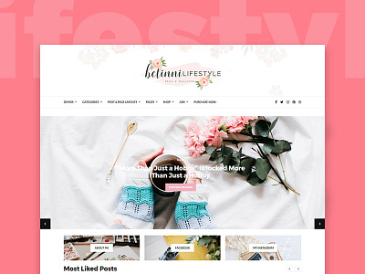 Homepage "Belinni Lifestyle" beauty blog clean colour dribbble grid home modern shop themeforest web website