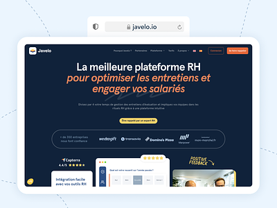 Javelo.io - Nouveau site web + update du logo design hrtech javelo logo logo design saas startup website