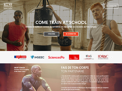 All Fit Academy home page nike school student ui user experience user interface ux web design website