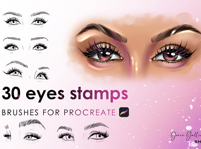 30 eyes stamps design graphic design illustration logo procreate brushes procreate palette procreate stamps