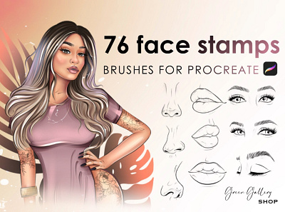 Face stamps for procreate design graphic design illustration logo procreate brushes procreate palette procreate stamps