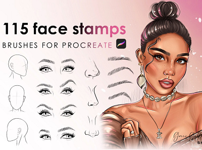 Face stamps for procreate design graphic design illustration logo procreate brushes procreate palette procreate stamps