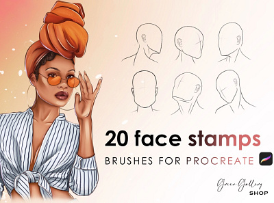 20 face stamps design graphic design illustration logo procreate brushes procreate palette procreate stamps