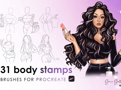 31 body stamps for procreate design graphic design illustration logo procreate brushes procreate palette procreate stamps